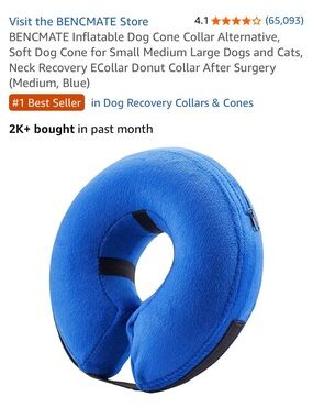 BENCMATE Inflatable Dog Cone Collar Alternative, Soft Dog Cone for dogs - blue